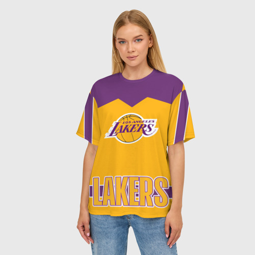 Женская футболка oversize 3D Los Angeles Lakers, цвет 3D печать - фото 3