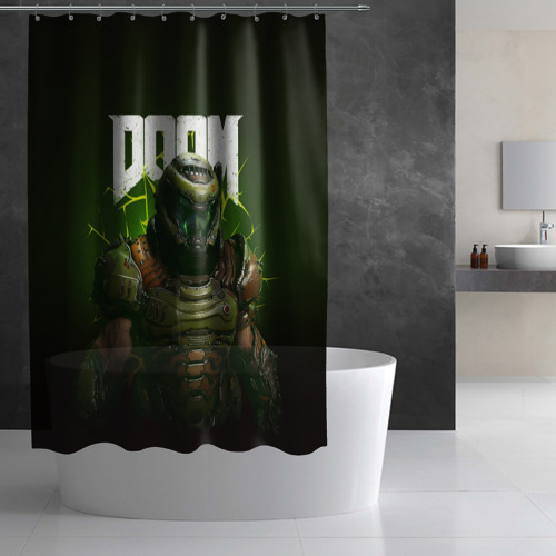 Штора 3D для ванной Doom Eternal - фото 3