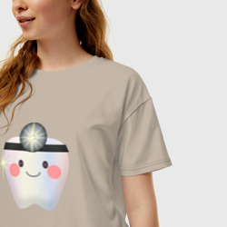 Женская футболка хлопок Oversize Подарок стоматологу - фото 2