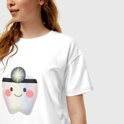 Женская футболка хлопок Oversize Подарок стоматологу - фото 2