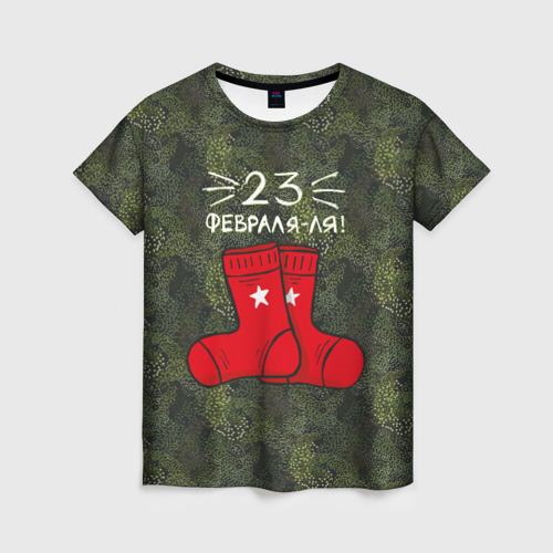 Женская футболка 3D 23 февраля ля   носки, цвет 3D печать