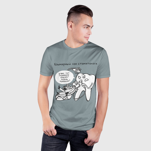 Мужская футболка 3D Slim Кошмарный сон стоматолога - фото 3