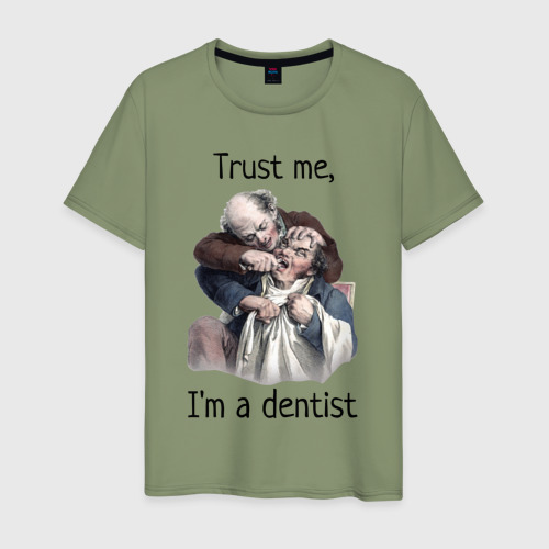Мужская футболка хлопок Trust me, I'm a dentist, цвет авокадо