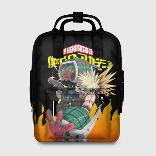 Женский рюкзак 3D с принтом MY HERO ACADEMIA яркое пламя, вид спереди #2