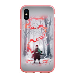 Чехол для iPhone XS Max матовый Kimetsu no Yaiba красный след