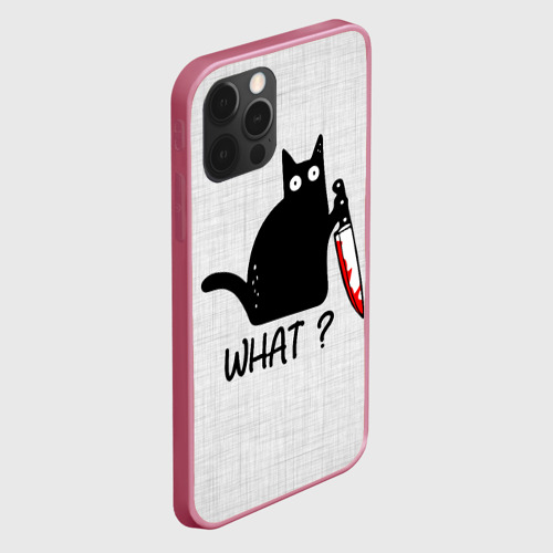 Чехол для iPhone 12 Pro с принтом What cat, вид сбоку #3