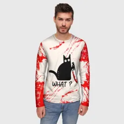 Мужской лонгслив 3D What cat - фото 2