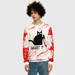 Мужской свитшот 3D What cat - фото 2