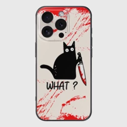 Чехол для iPhone 16 Pro силиконовый с защитой камеры What cat