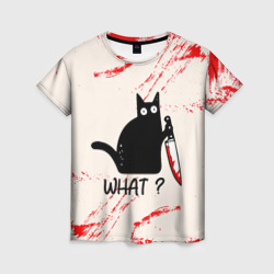 Женская футболка 3D What cat