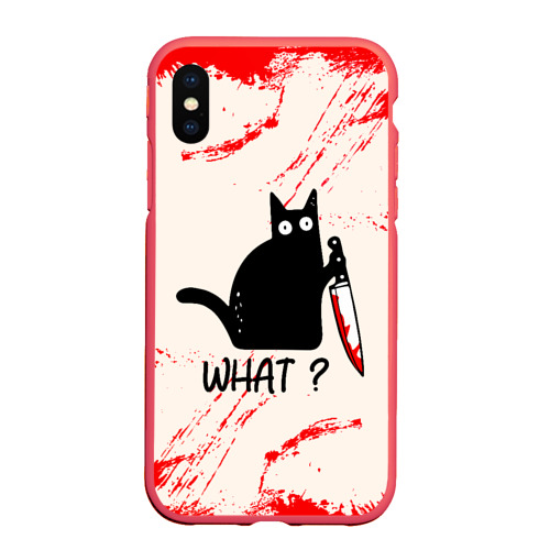 Чехол для iPhone XS Max матовый What cat, цвет красный