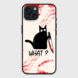 Чехол силиконовый для Apple iPhone 15 матовый What cat