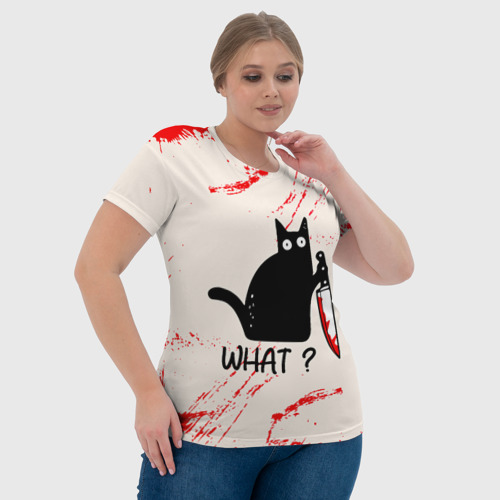 Женская футболка 3D What cat, цвет 3D печать - фото 6