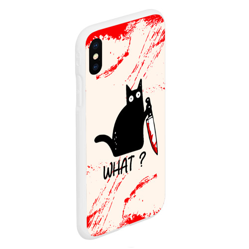 Чехол для iPhone XS Max матовый What cat, цвет белый - фото 3