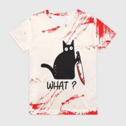 Женская футболка 3D What cat