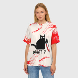 Женская футболка oversize 3D What cat - фото 2