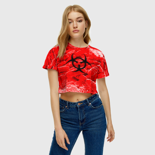 Женская футболка Crop-top 3D PLAGUE INC.BIOHAZARD, цвет 3D печать - фото 3