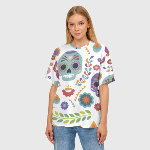 Женская футболка oversize 3D Мексиканские мотивы, цвет 3D печать - фото 3