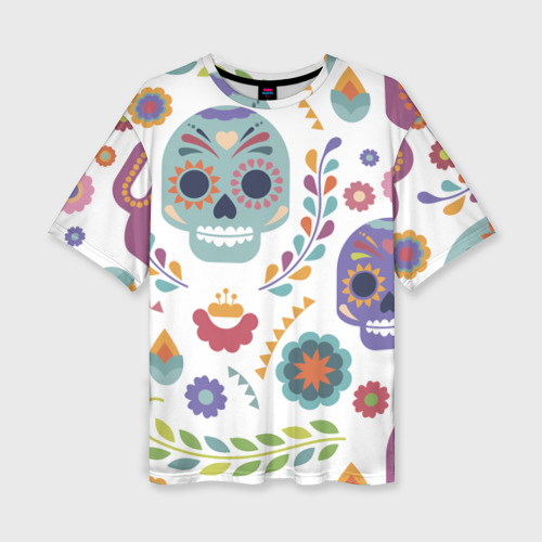 Женская футболка oversize 3D Мексиканские мотивы, цвет 3D печать