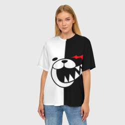 Женская футболка oversize 3D Monokuma прямоугольники - фото 2