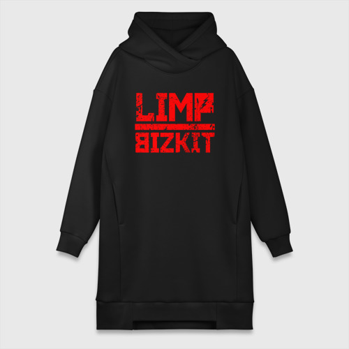 Платье-худи хлопок Red logo Limp bizkit, цвет черный