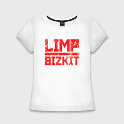 Женская футболка хлопок Slim Red logo Limp bizkit