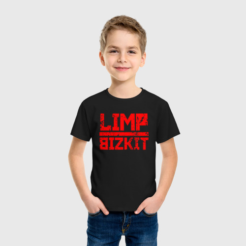 Детская футболка хлопок Red logo Limp bizkit, цвет черный - фото 3