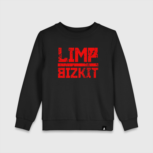 Детский свитшот хлопок Red logo Limp bizkit, цвет черный