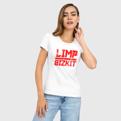 Женская футболка хлопок Slim Red logo Limp bizkit - фото 2