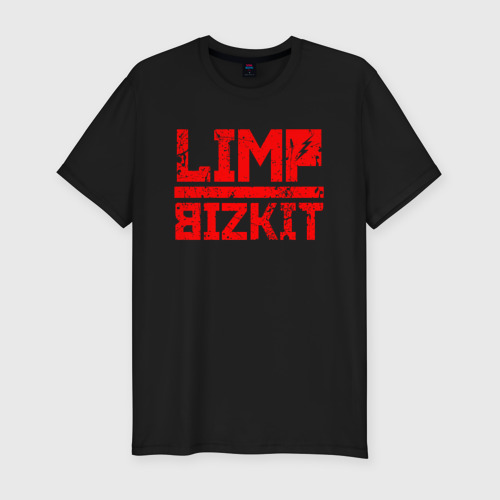 Мужская футболка хлопок Slim Red logo Limp bizkit, цвет черный