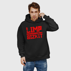 Мужское худи Oversize хлопок Red logo Limp bizkit - фото 2