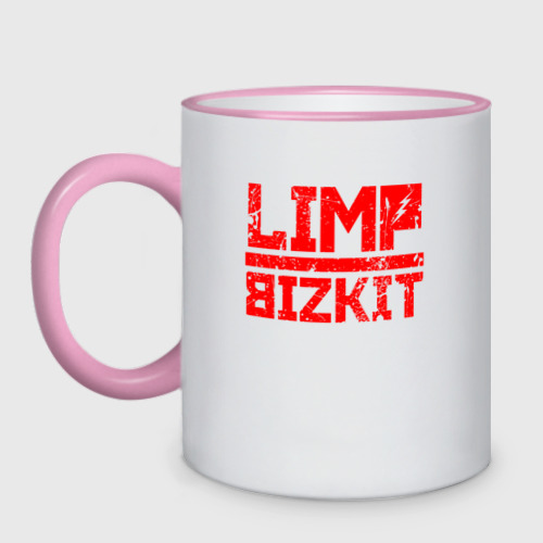 Кружка двухцветная Red logo Limp bizkit, цвет Кант розовый