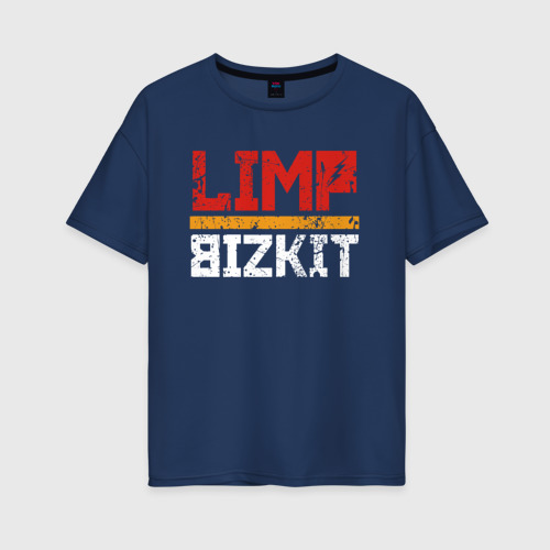 Женская футболка хлопок Oversize Limp Bizkit, цвет темно-синий