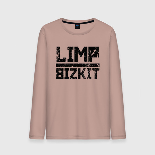 Мужской лонгслив хлопок Limp Bizkit black big logo, цвет пыльно-розовый