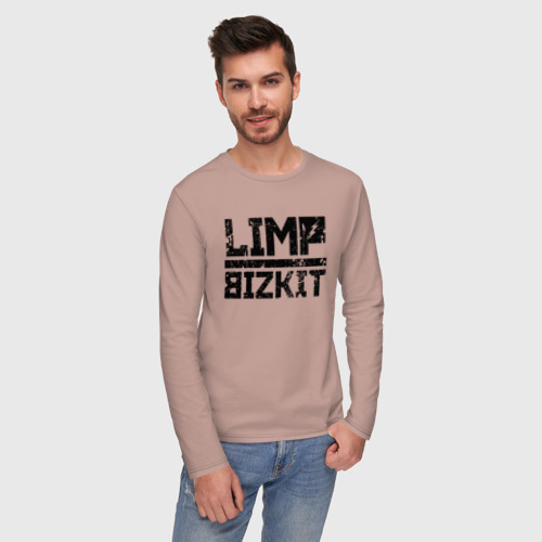 Мужской лонгслив хлопок Limp Bizkit black big logo, цвет пыльно-розовый - фото 3