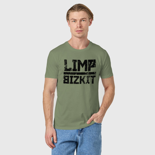 Мужская футболка хлопок Limp Bizkit black big logo, цвет авокадо - фото 3