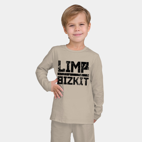 Детская пижама с лонгсливом хлопок Limp Bizkit black big logo, цвет миндальный - фото 3