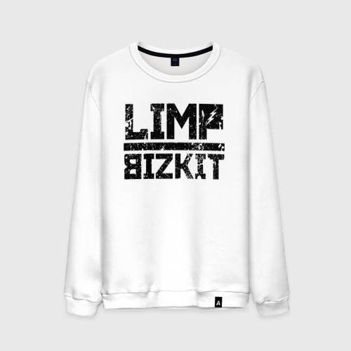 Мужской свитшот хлопок Limp Bizkit black big logo, цвет белый