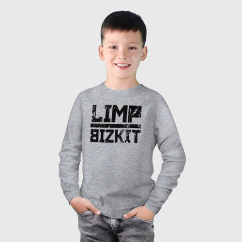 Детский лонгслив хлопок Limp Bizkit black big logo, цвет меланж - фото 3