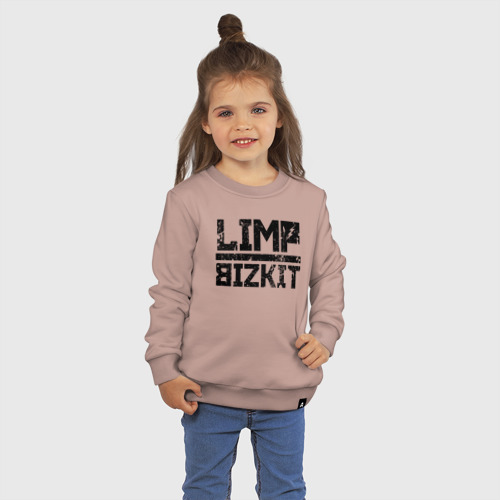 Детский свитшот хлопок Limp Bizkit black big logo, цвет пыльно-розовый - фото 3