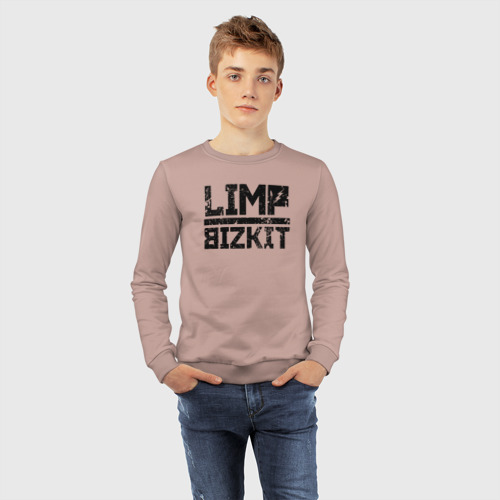 Детский свитшот хлопок Limp Bizkit black big logo, цвет пыльно-розовый - фото 7