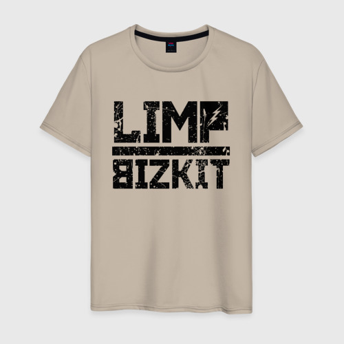 Мужская футболка хлопок Limp Bizkit black big logo, цвет миндальный