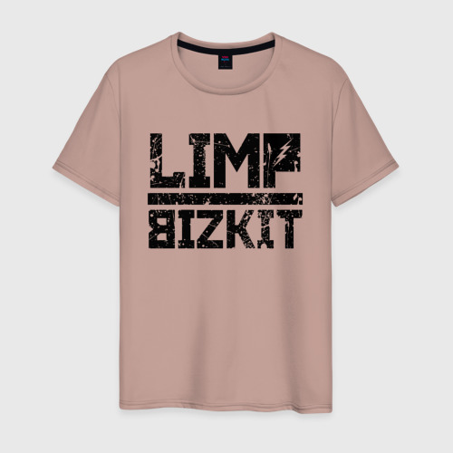 Мужская футболка хлопок Limp Bizkit black big logo, цвет пыльно-розовый