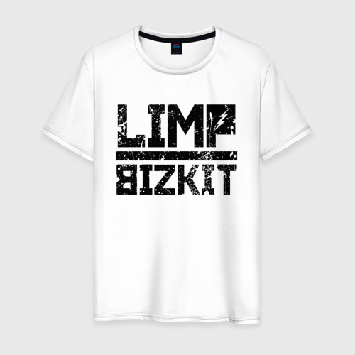 Мужская футболка из хлопка с принтом Limp Bizkit black big logo, вид спереди №1