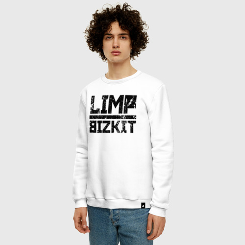 Мужской свитшот хлопок Limp Bizkit black big logo, цвет белый - фото 3