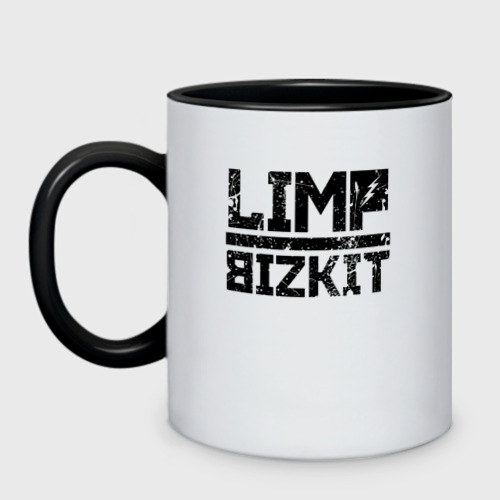 Кружка двухцветная Limp Bizkit black big logo, цвет белый + черный