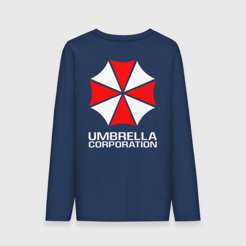 Мужской лонгслив хлопок Umbrella Corp Амбрелла Корп+спина, цвет темно-синий - фото 2