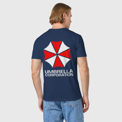 Мужская футболка хлопок Umbrella Corp Амбрелла Корп+спина, цвет темно-синий - фото 4