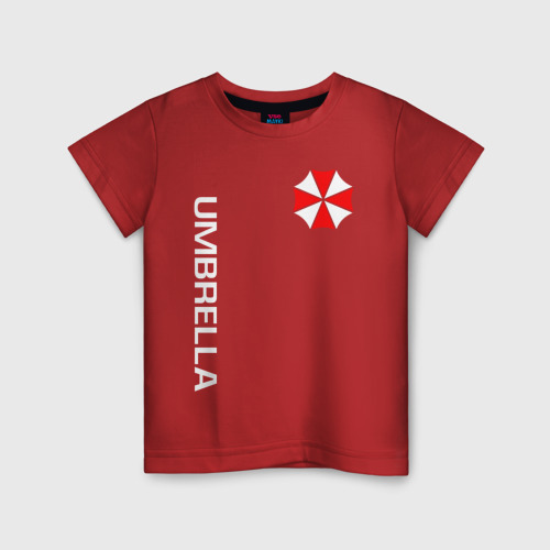 Детская футболка хлопок с принтом UMBRELLA CORP | АМБРЕЛЛА КОРП(+спина), вид спереди #2