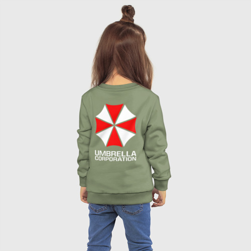 Детский свитшот хлопок Umbrella Corp Амбрелла Корп+спина, цвет авокадо - фото 4